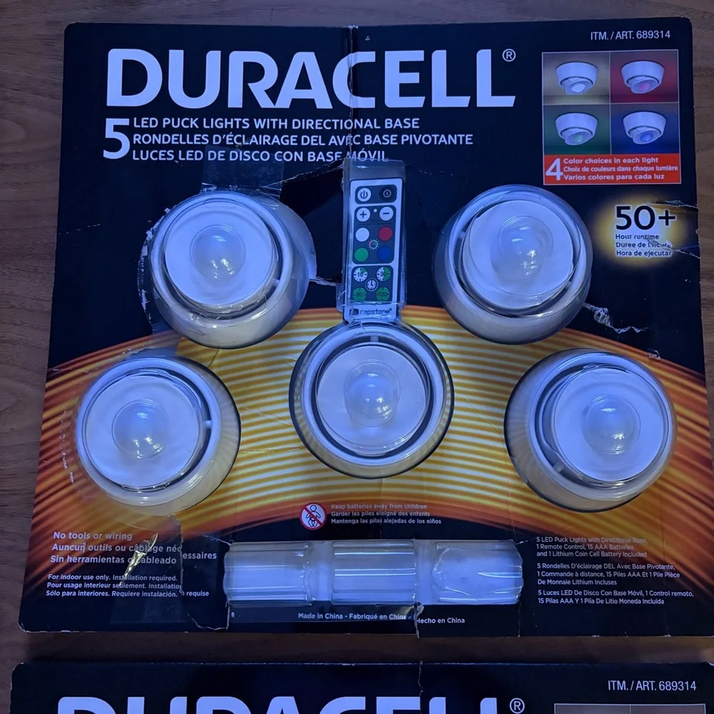 2-5 packs Duracell LED Puck Lights with Remote